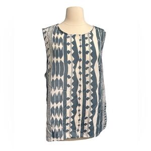 Anthropologie Dolan Blue White Open Back Twist Sleeveless Tribal Top Size XL